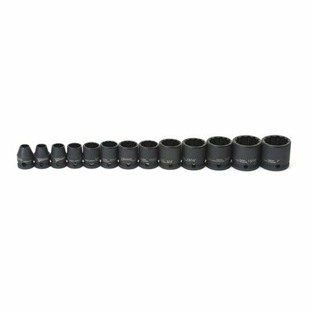 WILLIAMS Socket Set, 13 Pieces, 3/8 Inch Dr, Shallow, 3/8 Inch Size JHW36923
